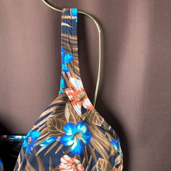 Lands' End Women's 14-22W, 14 LONG Wrap Underwire Tankini Swimsuit Top Deep Sea - Picture 5 of 13